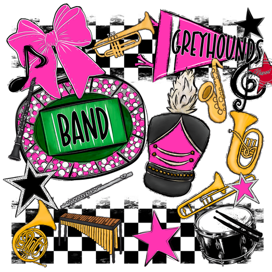 Greyhounds Checkers Band Spirit Design-Pink