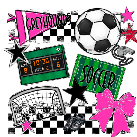 Greyhounds Checkers Soccer Spirit Design-Pink