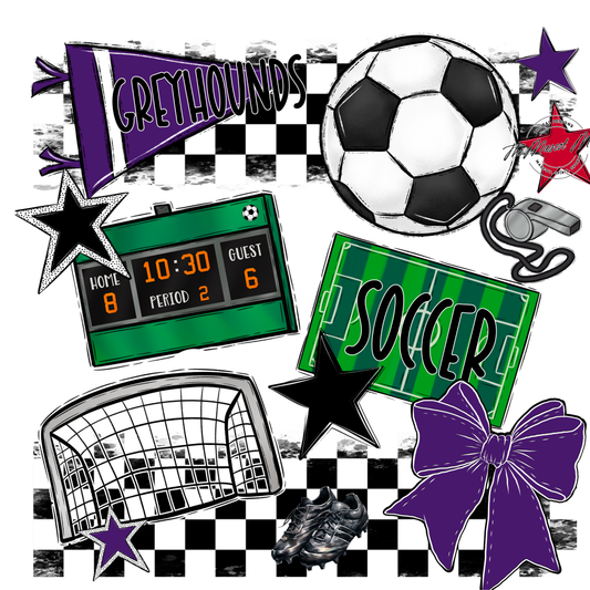 Greyhounds Checkers Soccer Spirit Design-Purple