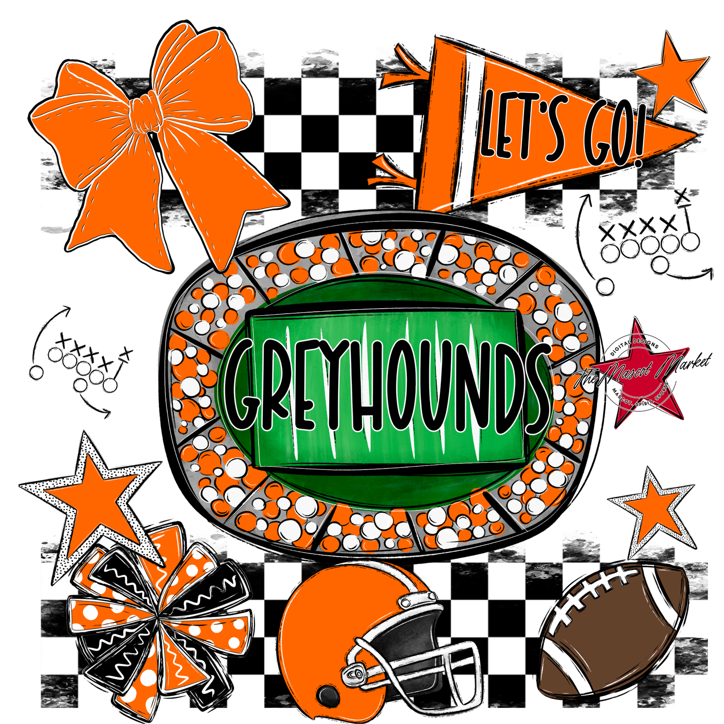 Greyhounds Checkers Spirit Design-Orange
