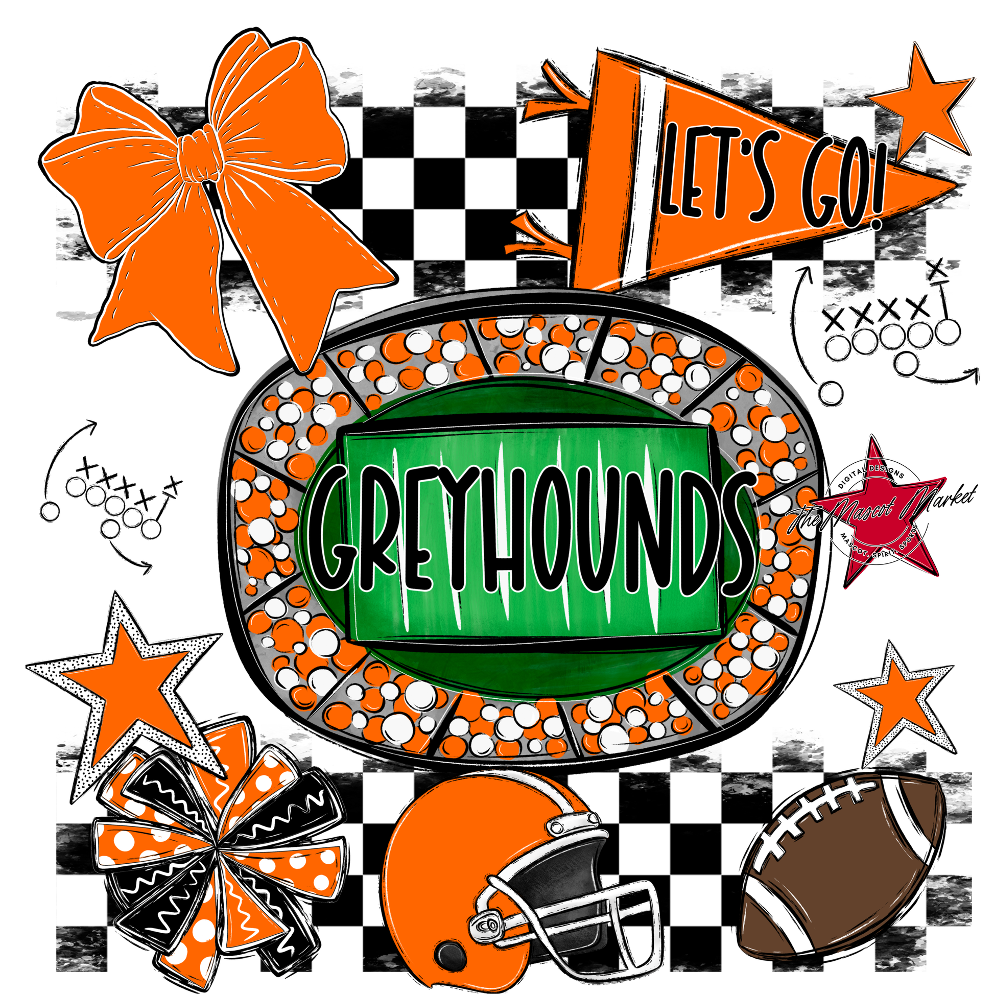 Greyhounds Checkers Spirit Design-Orange