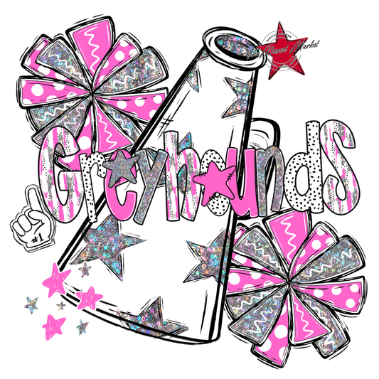 Greyhounds Cheer Megaphone Scrape-Baby Pink