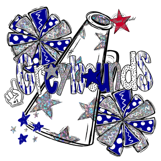 Greyhounds Cheer Megaphone Scrape-Blue