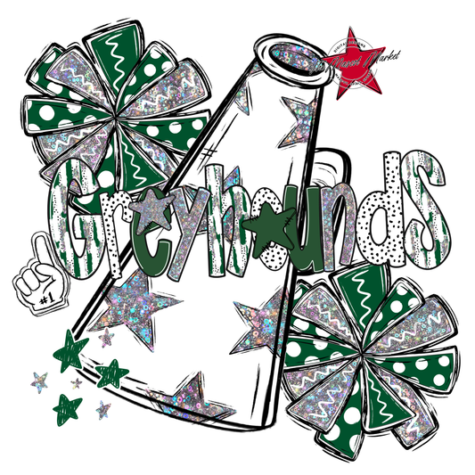Greyhounds Cheer Megaphone Scrape-Green