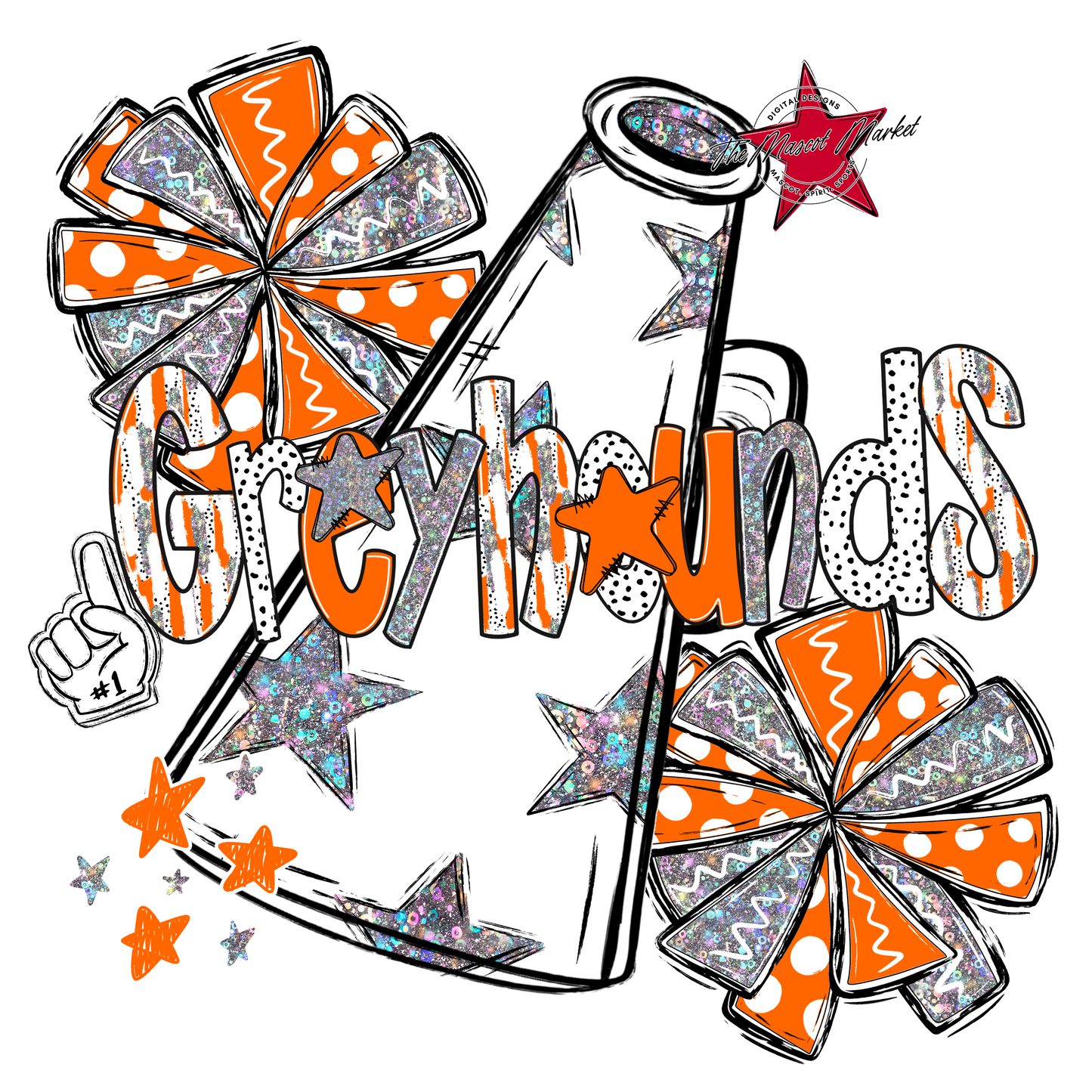 Greyhounds Cheer Megaphone Scrape-Orange