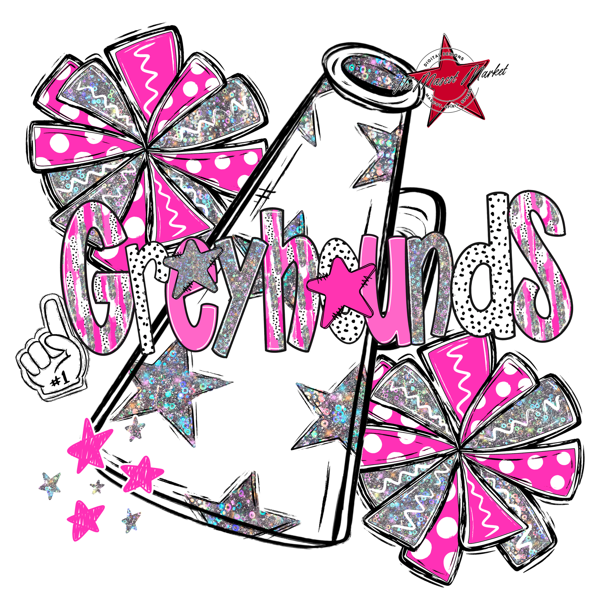 Greyhounds Cheer Megaphone Scrape-Pink