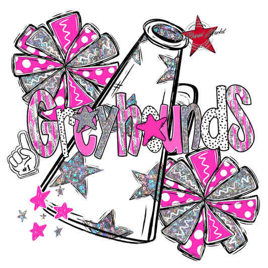 Greyhounds Cheer Megaphone Scrape-Pink