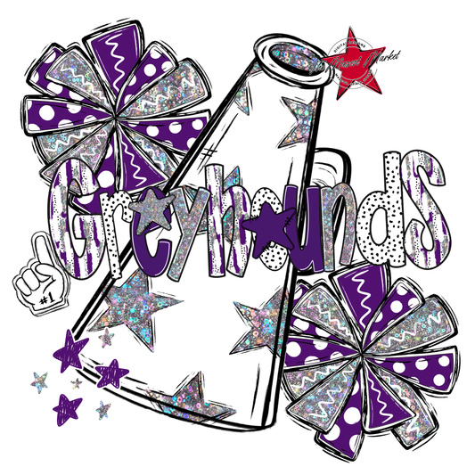 Greyhounds Cheer Megaphone Scrape-Purple