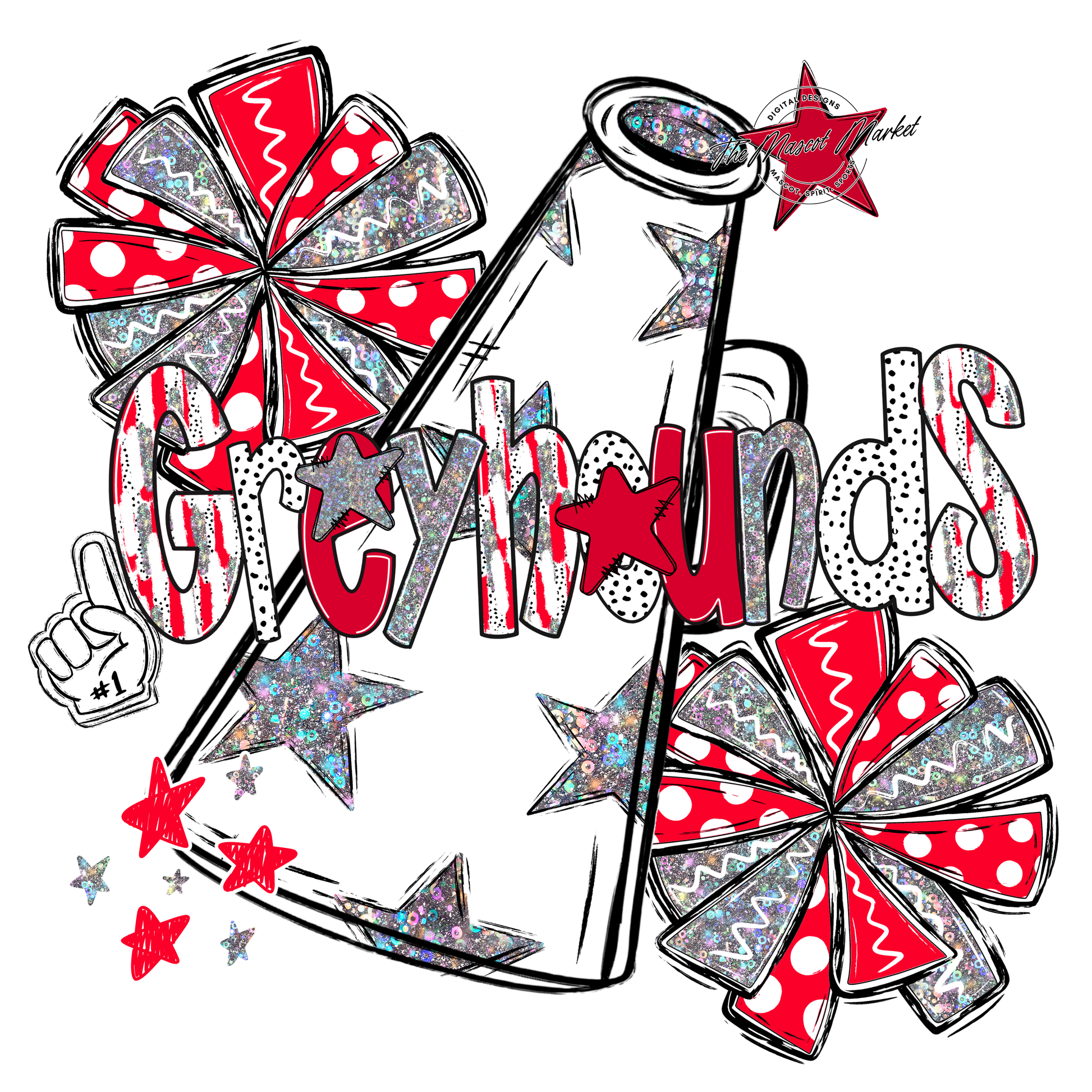 Greyhounds Cheer Megaphone Scrape-Red