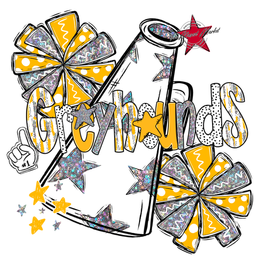 Greyhounds Cheer Megaphone Scrape-Yellow