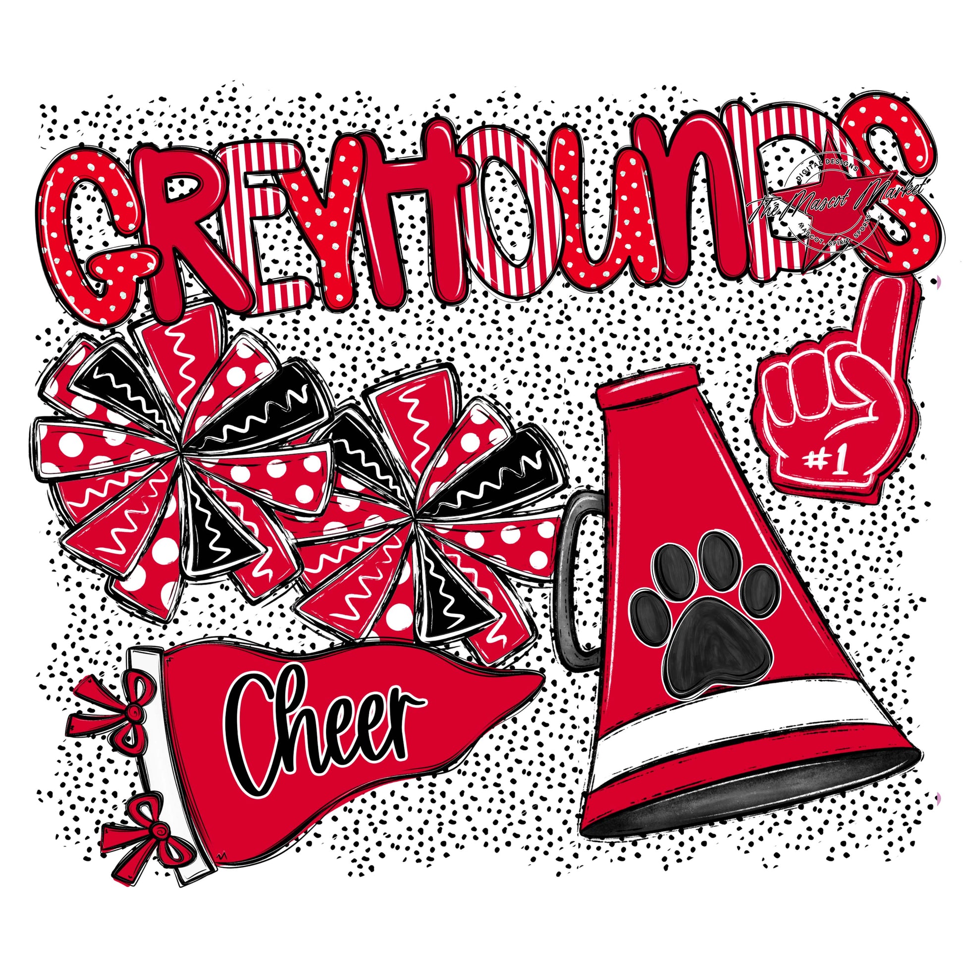 Greyhounds Cheer Spirit-Red