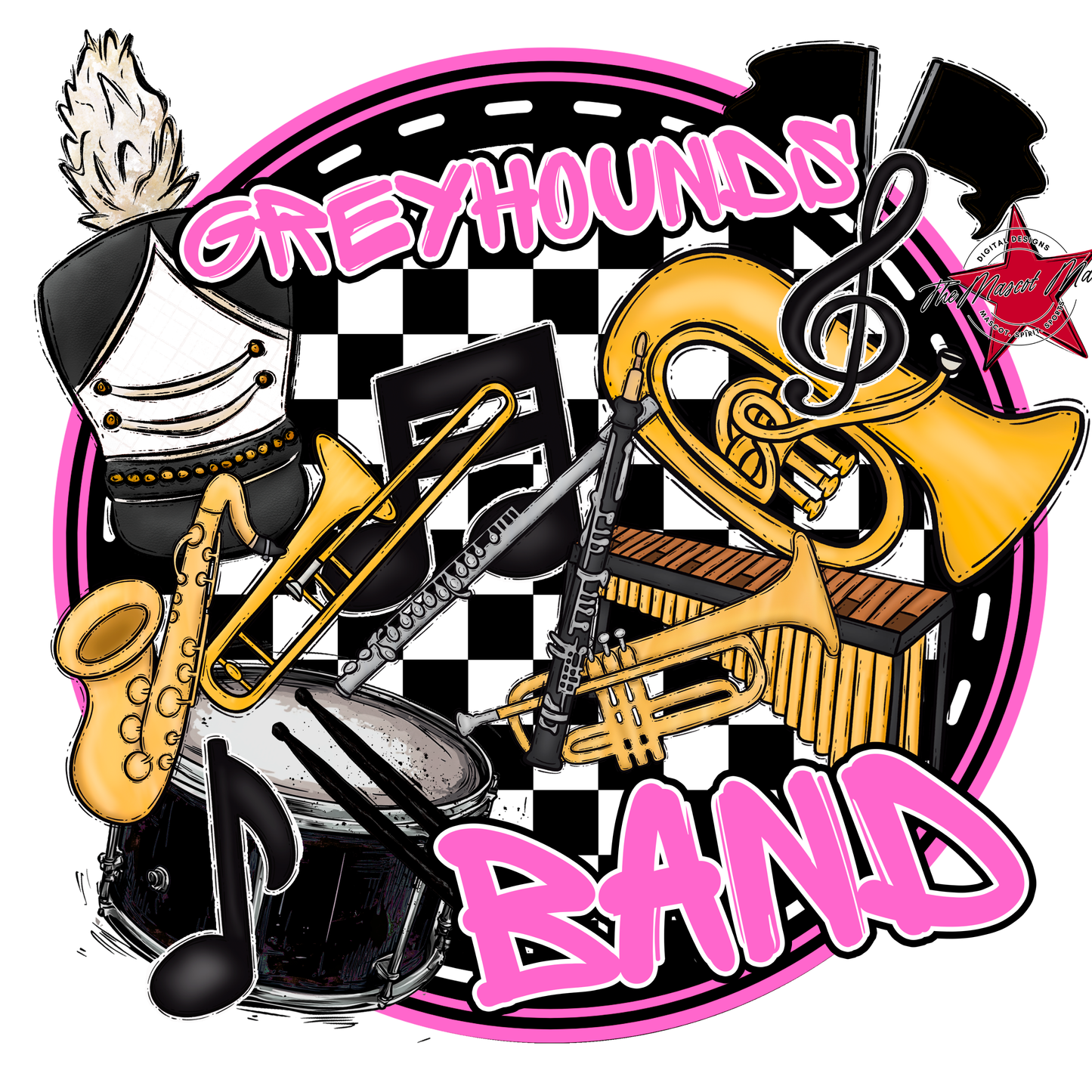 Greyhounds Circle Band Design-Baby Pink