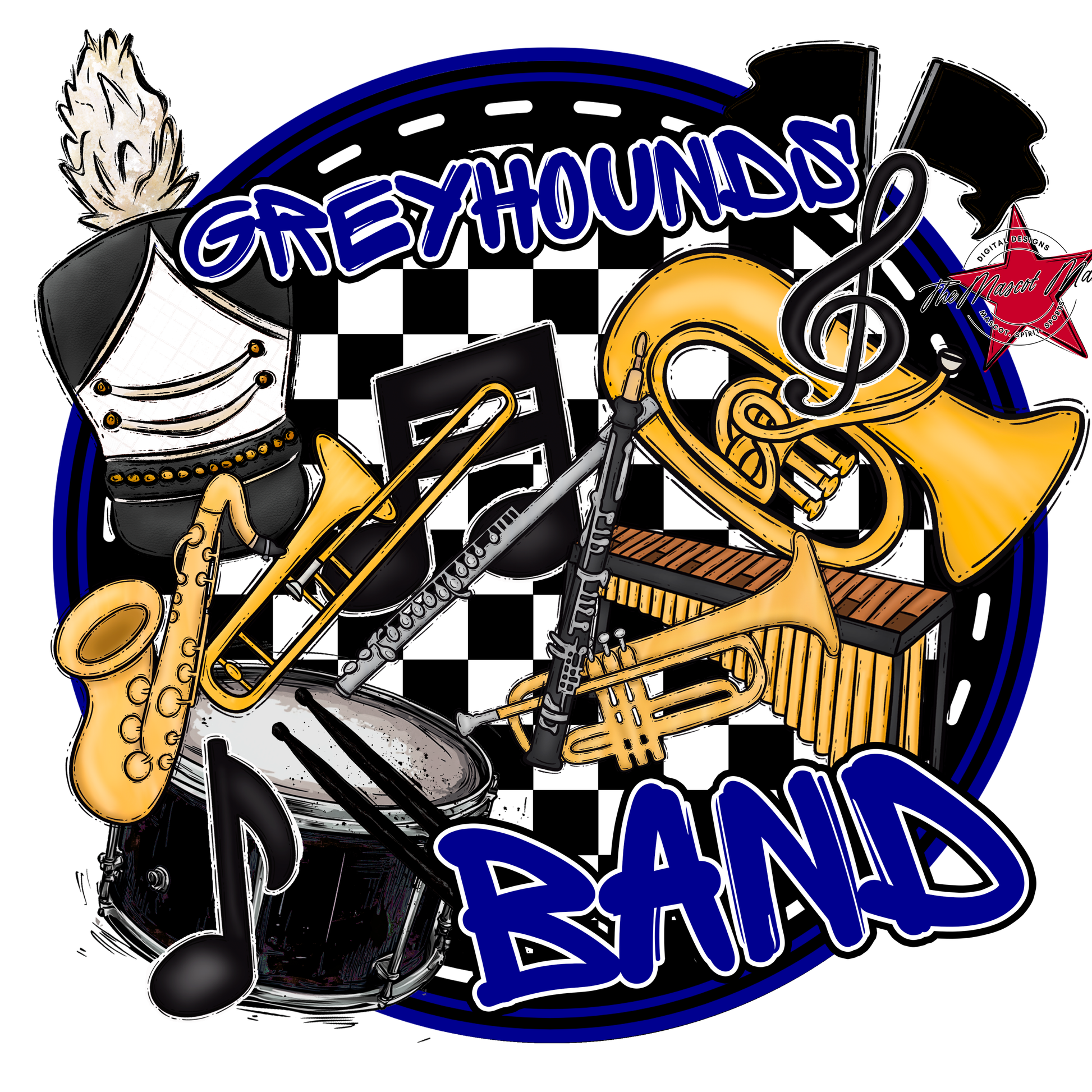 Greyhounds Circle Band Design-Blue