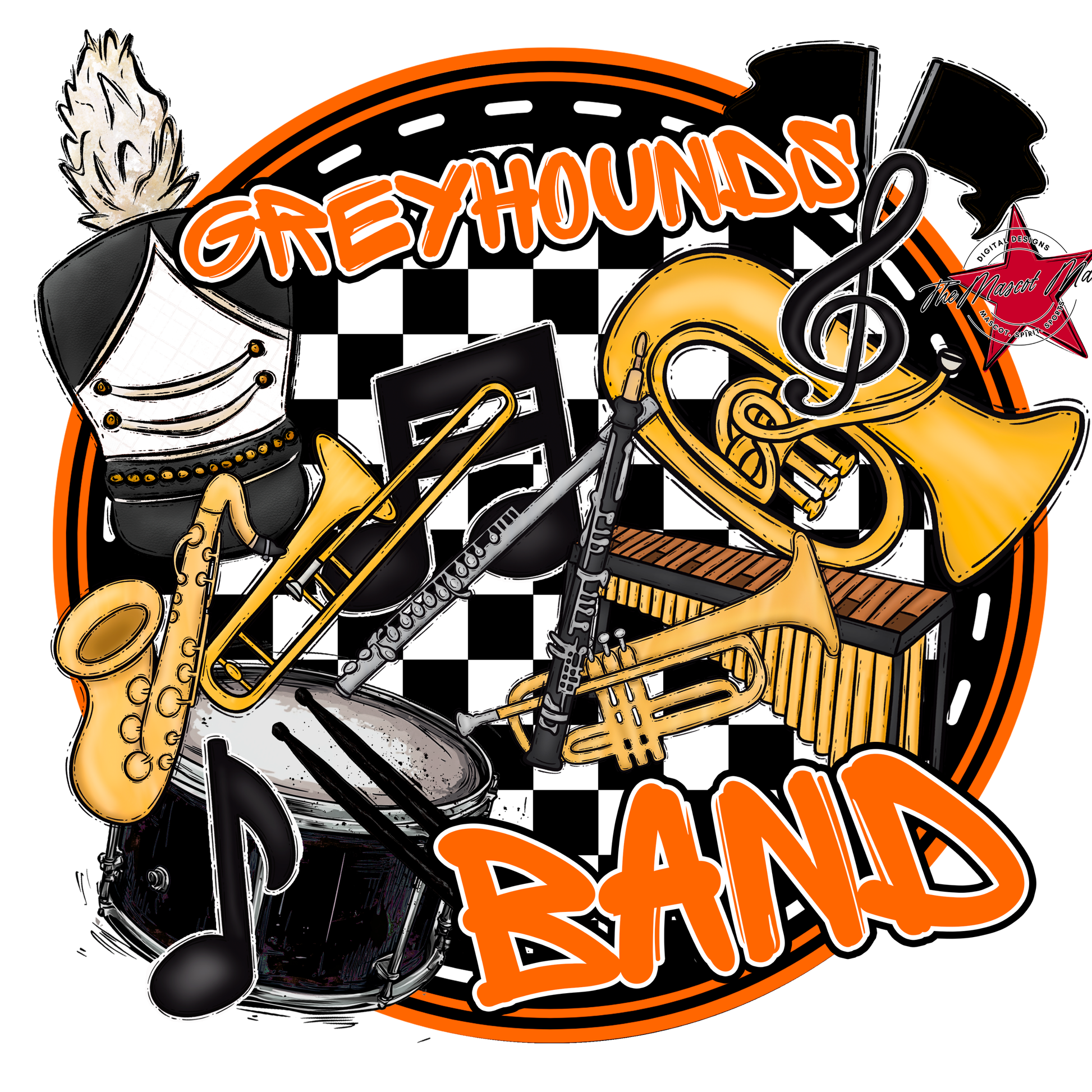 Greyhounds Circle Band Design-Orange