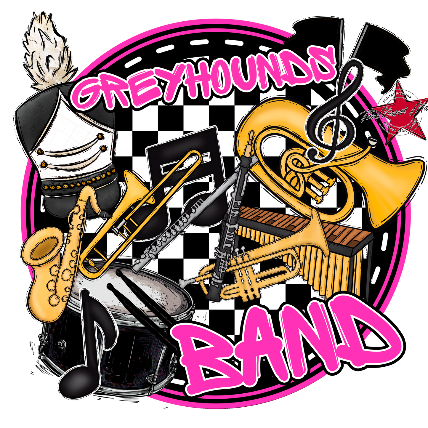 Greyhounds Circle Band Design-Pink