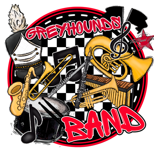 Greyhounds Circle Band Design-Red