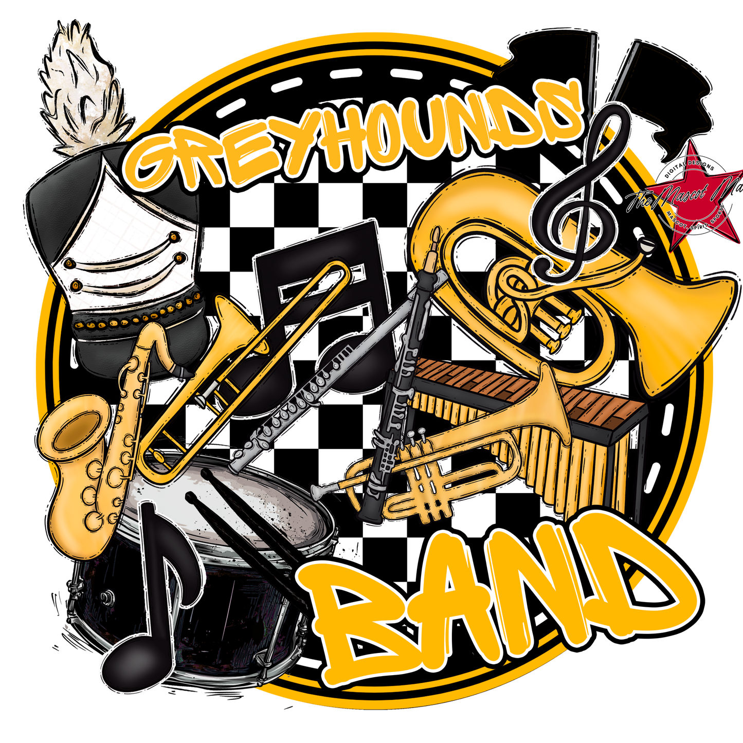 Greyhounds Circle Band Design-Yellow