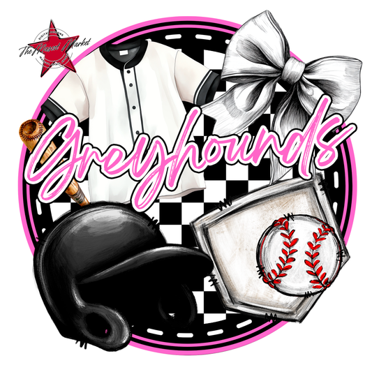 Greyhounds Circle Baseball Design-Baby Pink