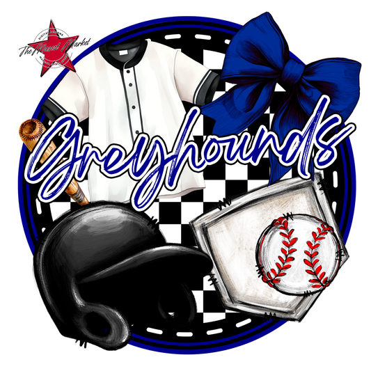 Greyhounds Circle Baseball Design-Blue