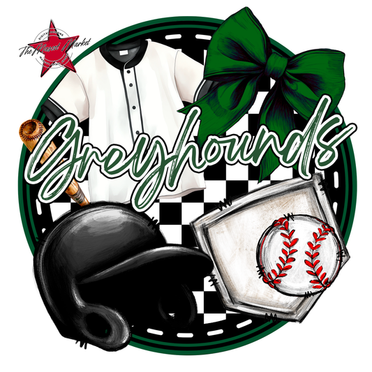 Greyhounds Circle Baseball Design-Green
