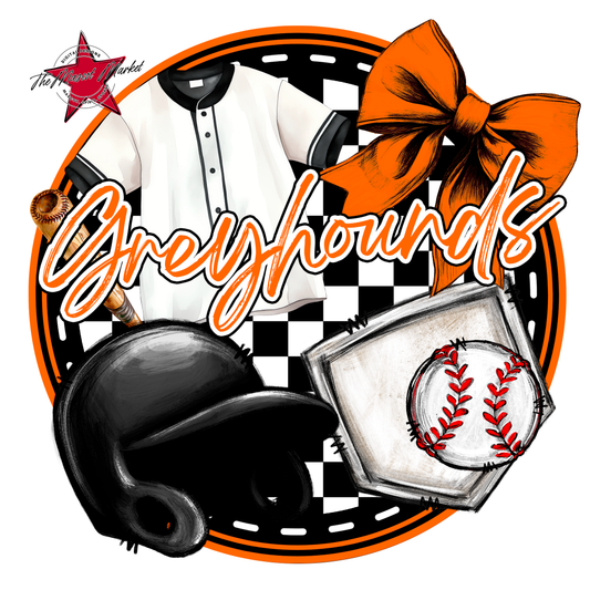 Greyhounds Circle Baseball Design-Orange