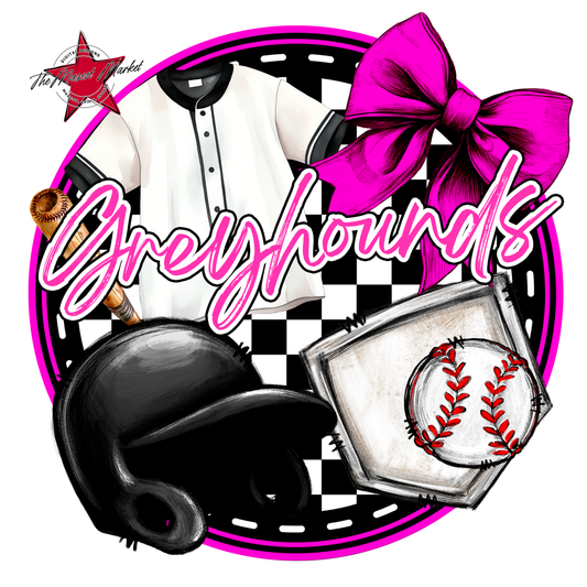 Greyhounds Circle Baseball Design-Pink