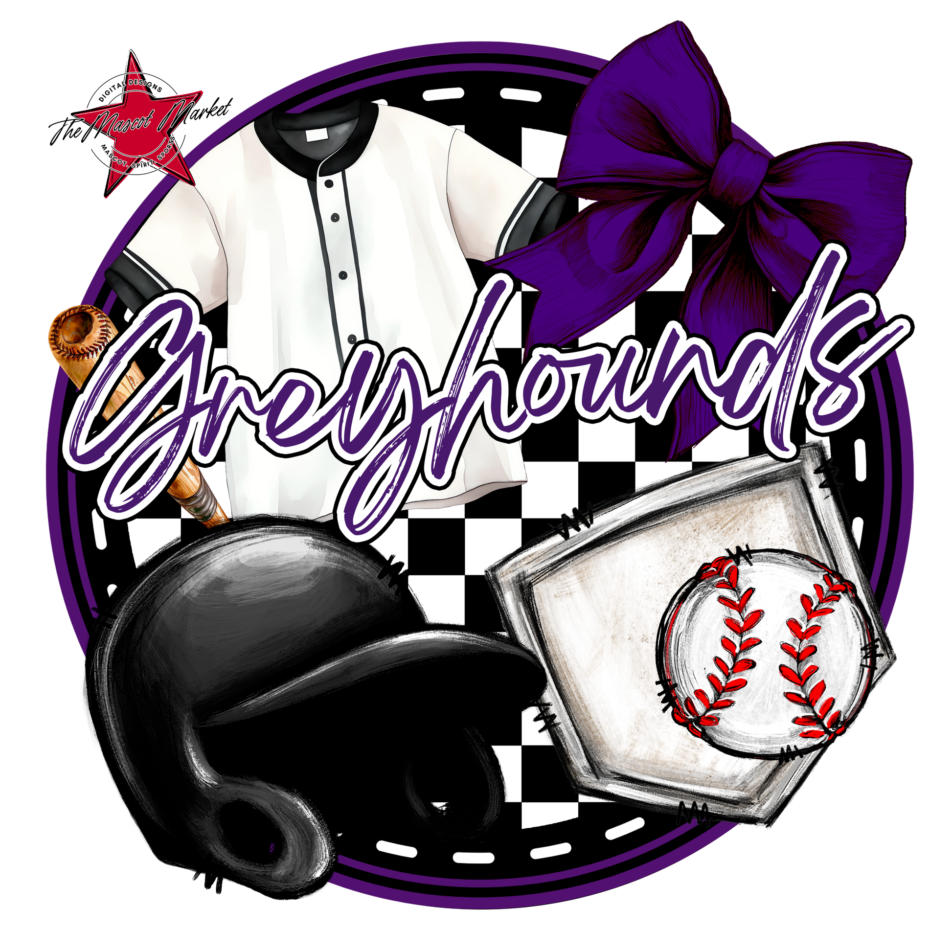 Greyhounds Circle Baseball Design-Purple