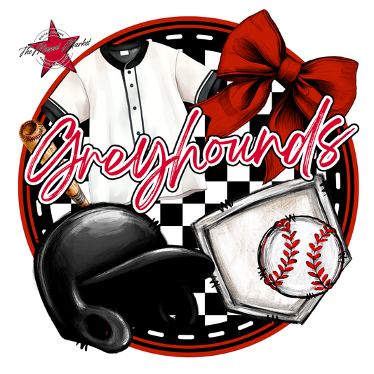 Greyhounds Circle Baseball Design-Red