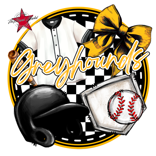 Greyhounds Circle Baseball Design-Yellow