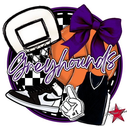 Greyhounds Circle Basketball Design-Purple