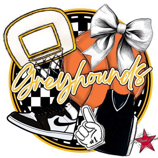 Greyhounds Circle Basketball Design-Yellow