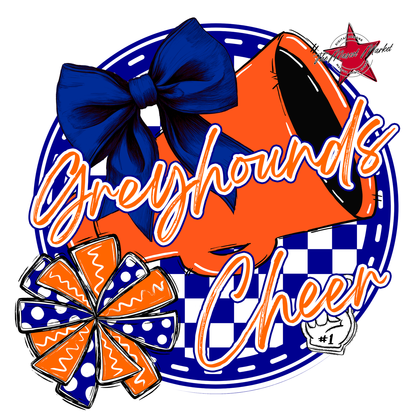 Greyhounds Circle Cheer Design-Blue-Orange