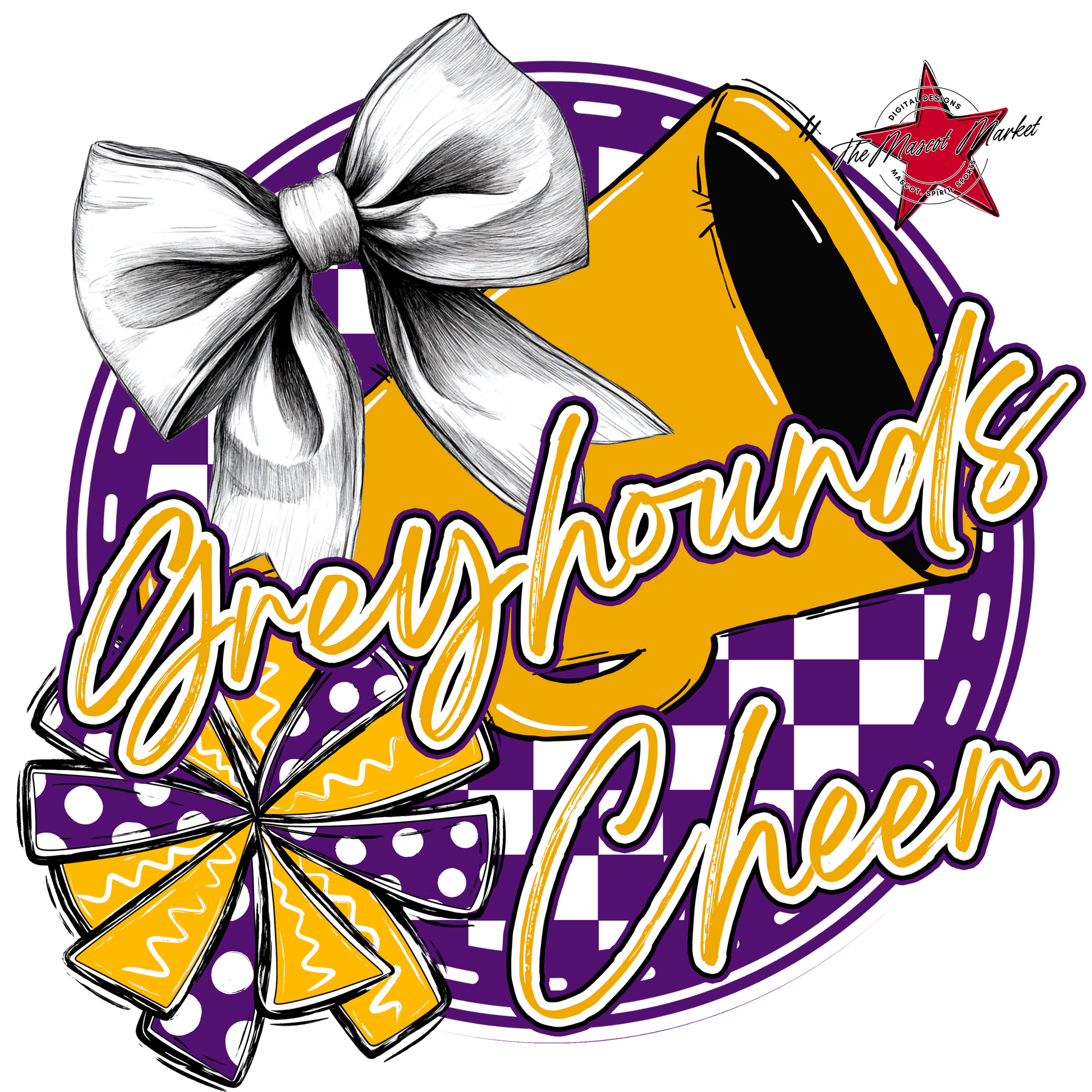 Greyhounds Circle Cheer Design-Purple-Yellow