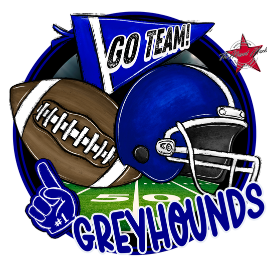 Greyhounds Circle Football Design-Blue