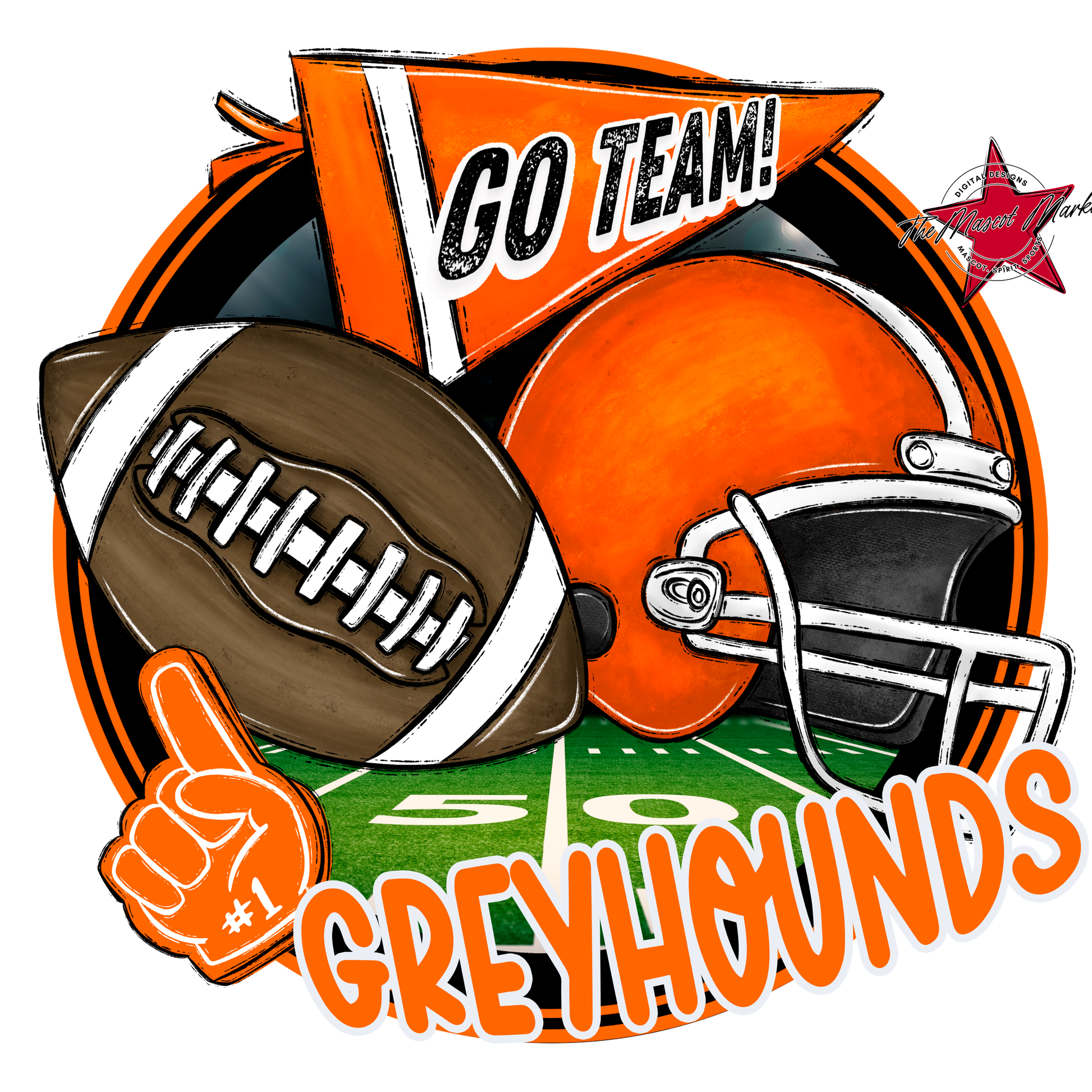 Greyhounds Circle Football Design-Orange