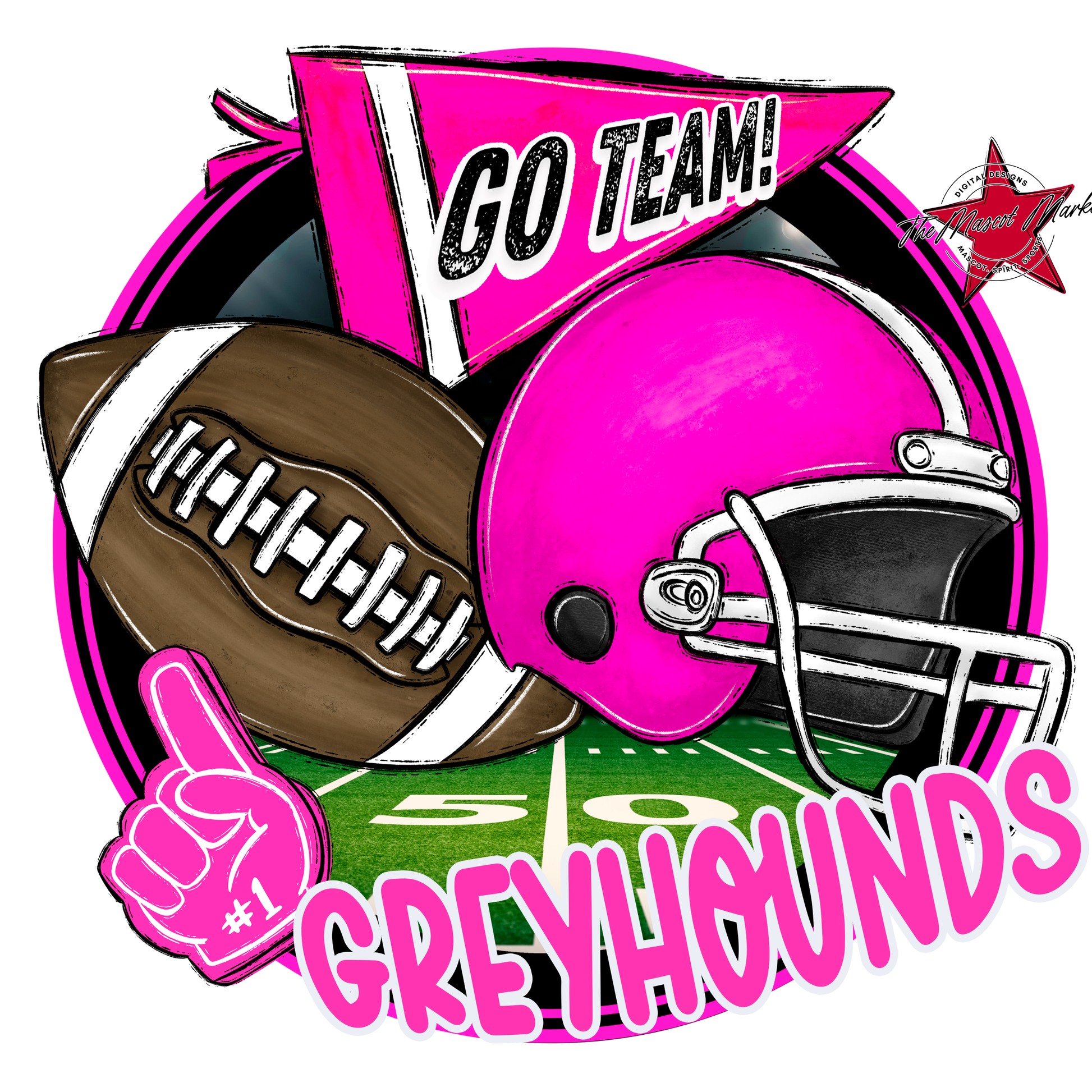 Greyhounds Circle Football Design-Pink