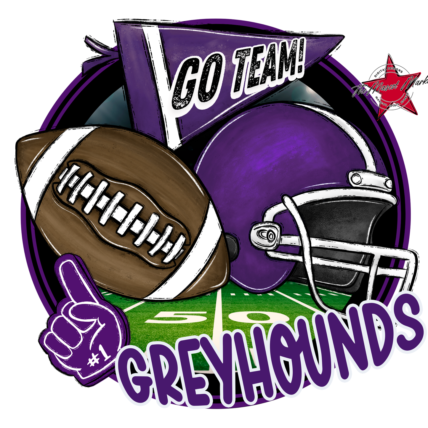Greyhounds Circle Football Design-Purple