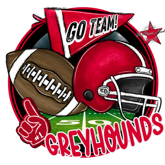 Greyhounds Circle Football Design-Red