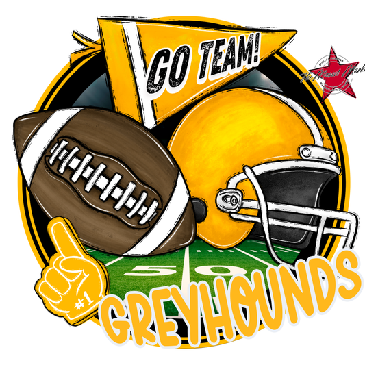 Greyhounds Circle Football Design-Yellow