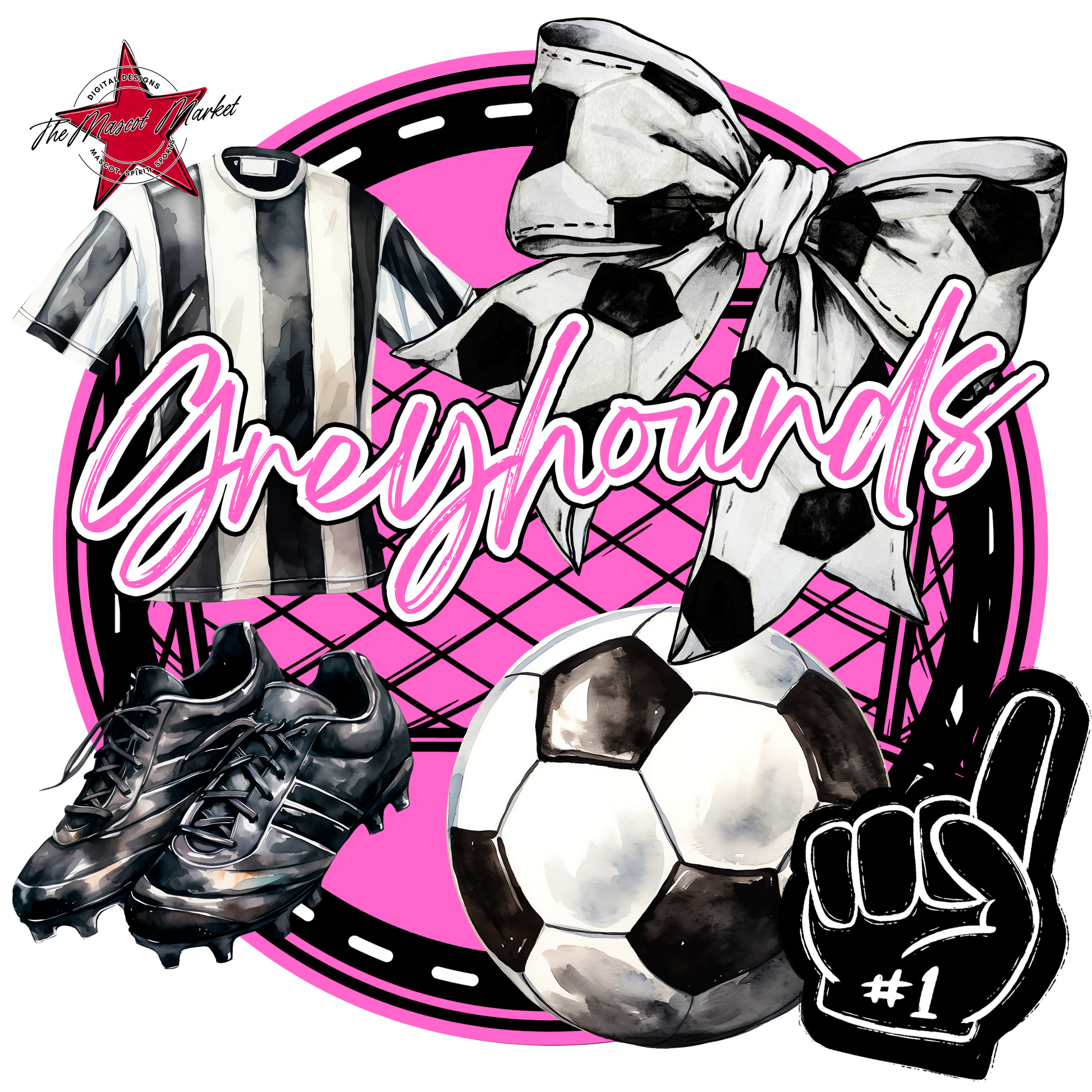Greyhounds Circle Soccer Design-Baby Pink