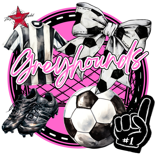 Greyhounds Circle Soccer Design-Baby Pink