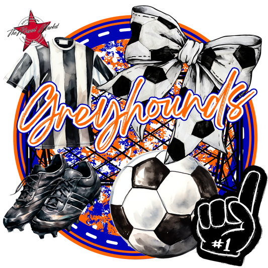 Greyhounds Circle Soccer Design-Blue-Orange