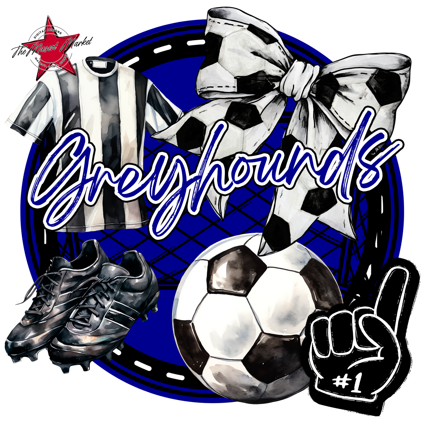 Greyhounds Circle Soccer Design-Blue