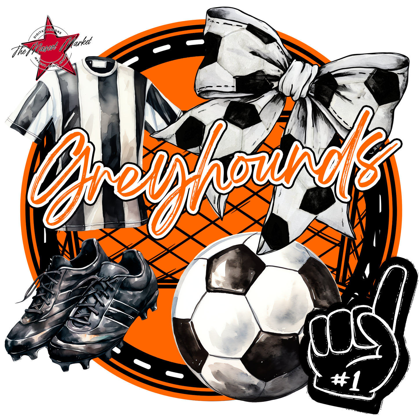 Greyhounds Circle Soccer Design-Orange