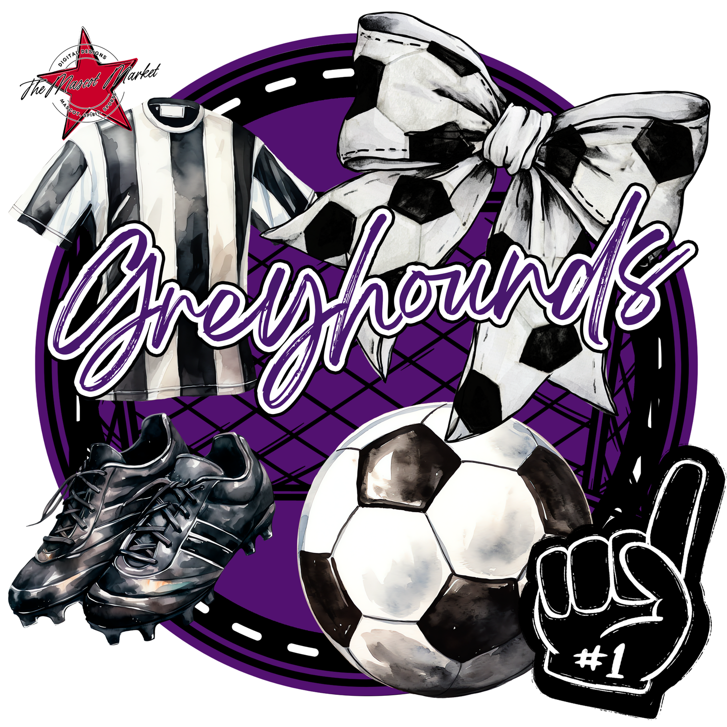 Greyhounds Circle Soccer Design-Purple