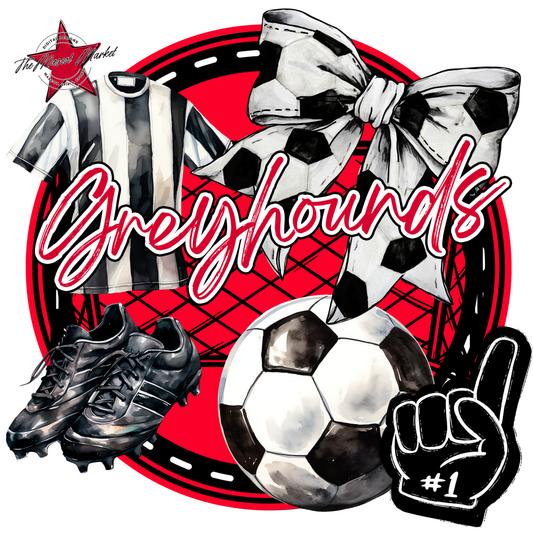 Greyhounds Circle Soccer Design-Red