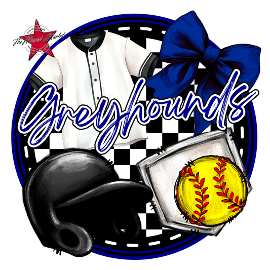 Greyhounds Circle Softball Design-Blue