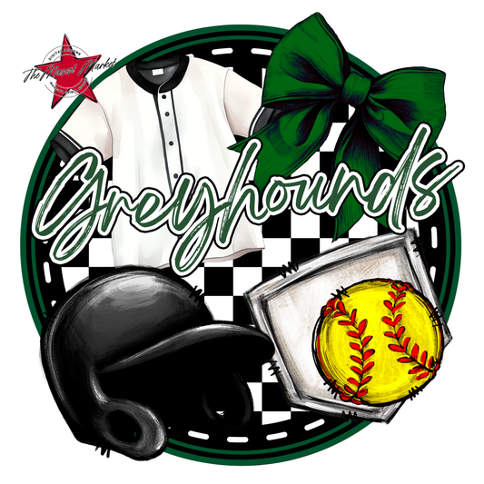 Greyhounds Circle Softball Design-Green