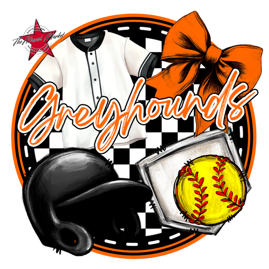 Greyhounds Circle Softball Design-Orange
