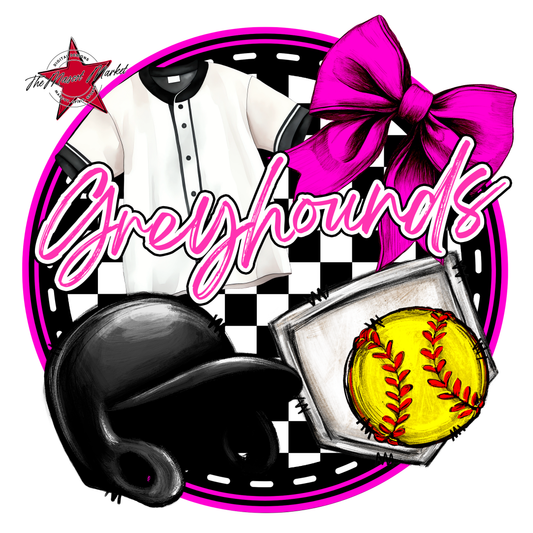 Greyhounds Circle Softball Design-Pink